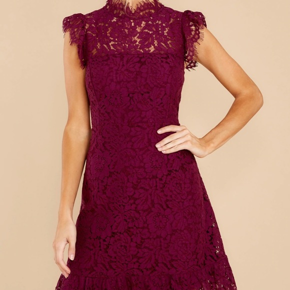 Wine Lace Sheath Dress - Picture 4 of 9